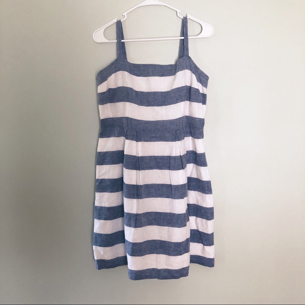 LOFT Nautical Blue White Stripe Mini Sundress 8